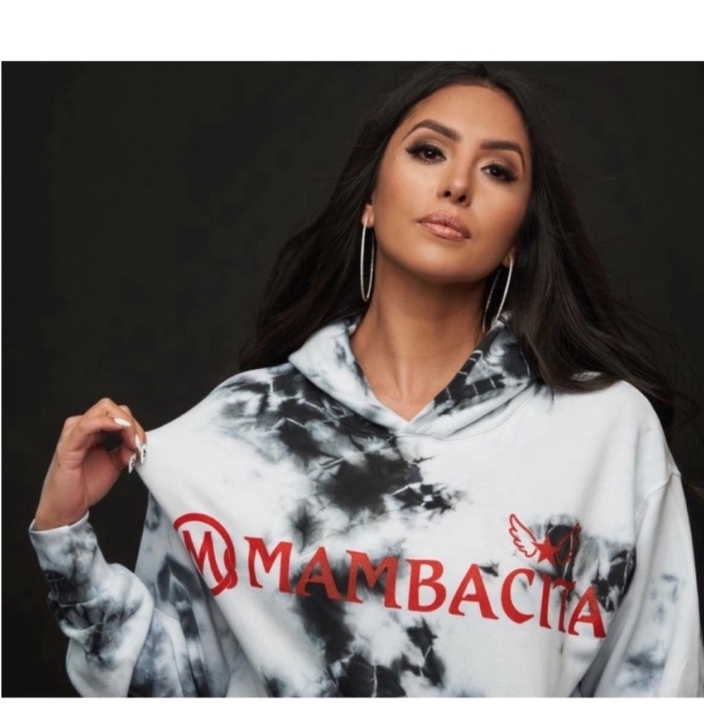 DANNIJO Black & White Tie-Dye Hoodie with Red Logo